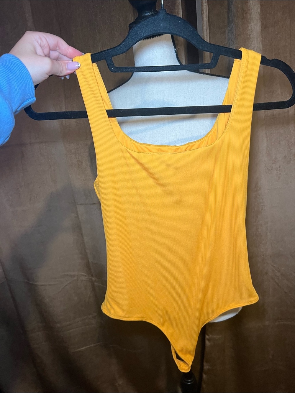 Mustard Yellow Ribbed Tank Bodysuit